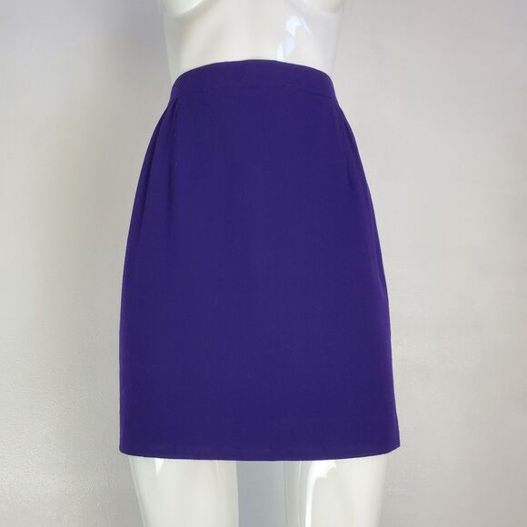 Vintage 80's Purple Wool Mini Skirt - Picture 3 of 5